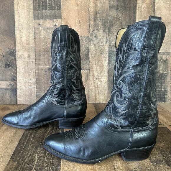 Dan Post 110R Vintage Classic Black Western Cowboy Boots Mens 12 D - Picture 12 of 12